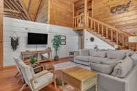 Very large living room with vaulted ceilings!