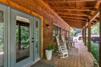 Large covered porch for relaxing.