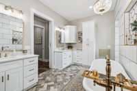 The primary bathroom offers split double vanities with abundant cabinet storage, perfect for linens and everyday essentials. 8385 Lascassas Pike Lascassas, TN 37085