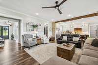 Recessed lighting, a gas fireplace, and a ceiling fan for year-round comfort are a few features of this living room! 8385 Lascassas Pike Lascassas, TN 37085