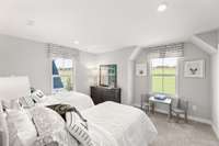 One of two secondary bedrooms located upstairs