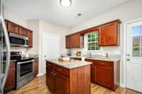 Extra storage in the kitchen pantry and center island.