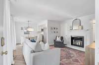 Living area with fireplace