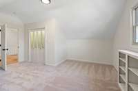 This one features built-in book shelves and a walk-in closet.