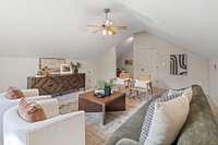 Continue upstairs to the huge bonus room! This space could also be used as a fifth bedroom.