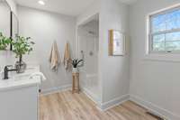 Rinse off in the walk-in shower!