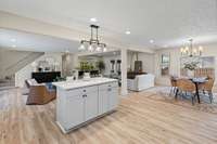 The kitchen also features ample cabinet space.