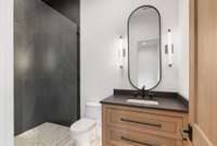 6th Bathroom with walk-in shower floating vanity with under mont lighting and huge walk-in wardrobe closet.