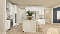 Loads of cabinets and countertop space in this fully featured kitchen. Brand new floorplan! These are artist's renderings of staged rooms, not actual home listed, but our home will be completed soon.