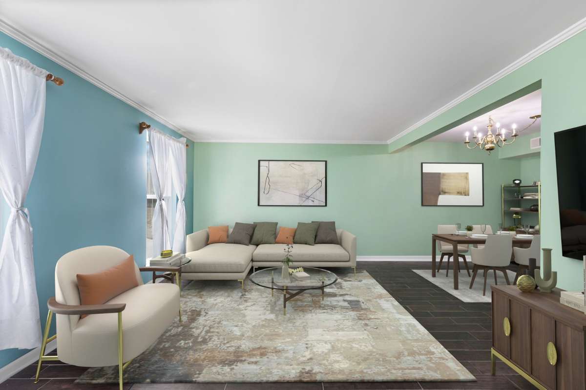 Virtually Designed Living Room 2nd View from Foyer Entry