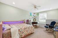 Third bedroom with recessed lights, carpet floor, & ceiling fan. 1454 Indian Pl Murfreesboro TN 37129