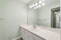 Jack & Jill bathroom with oversized single vanity. 1454 Indian Pl Murfreesboro TN 37129