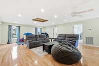 Large bonus room with recessed lights, ceiling fan & hardwood floors. 1454 Indian Pl Murfreesboro TN 37129