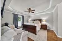 Step into the primary suite highlighted by a trey ceiling that adds depth and character.