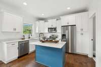 For added countertop and cabinet space, this island serves the purpose beautifully!