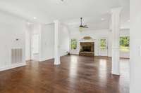 The main downstairs living space is open and inviting...