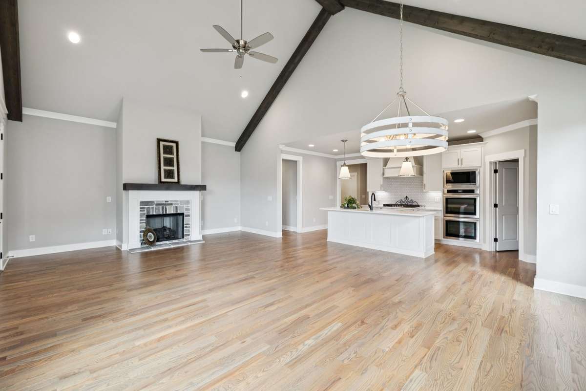 Grand Open Great Room, Vaulted Beamed Ceilings & Real Hardwood Floors