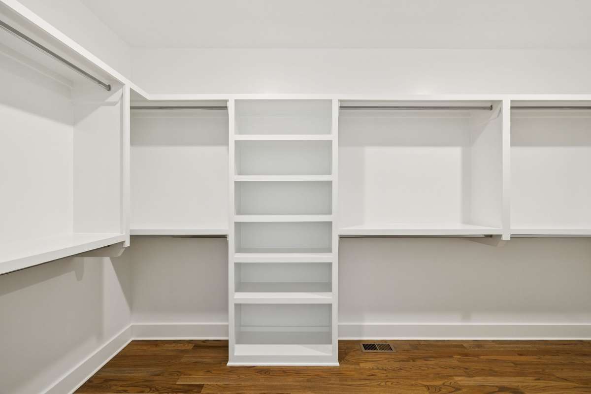Fantastic Closet w/Wood Shelving & Hardwood Floors