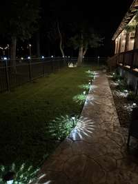 At night the landscape lighting sets the perfect mood for relaxing