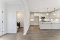 Open layout allows for a generous sized kitchen, pantry, additional storage closet, 1/2 bath, and dining room, all adjacent to the living room.