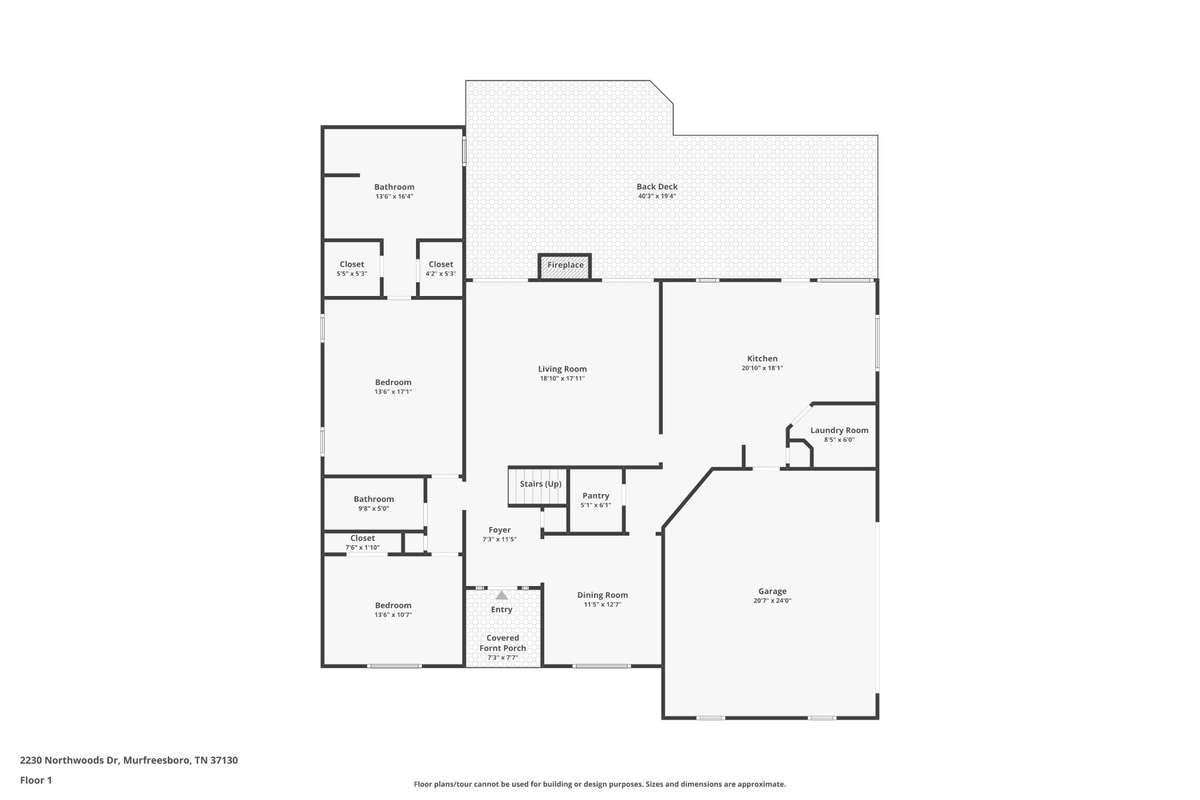 Main level floorplan-2230 Northwoods Drive, Murfreesboro, Tn 37130