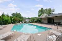 Enjoy warm days at the community pool just steps away—complete with lounge seating, shaded patio tables, and a relaxing atmosphere perfect for unwinding close to home.