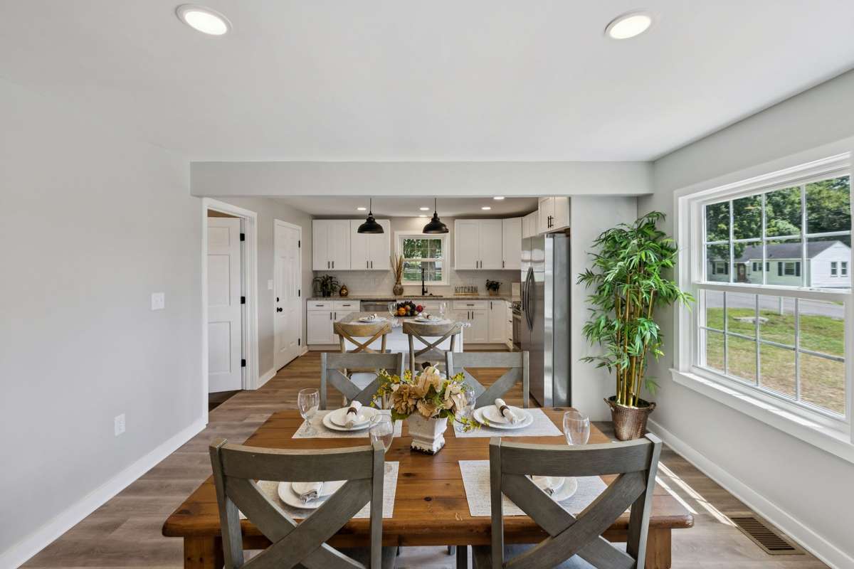 Love to entertain?  Nice size dining space and extra seating at the island