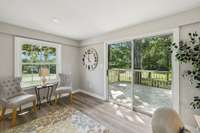 Work from home?  This flex space would be a perfect place for an office with easy access to the back porch and beautiful view of the mature trees!