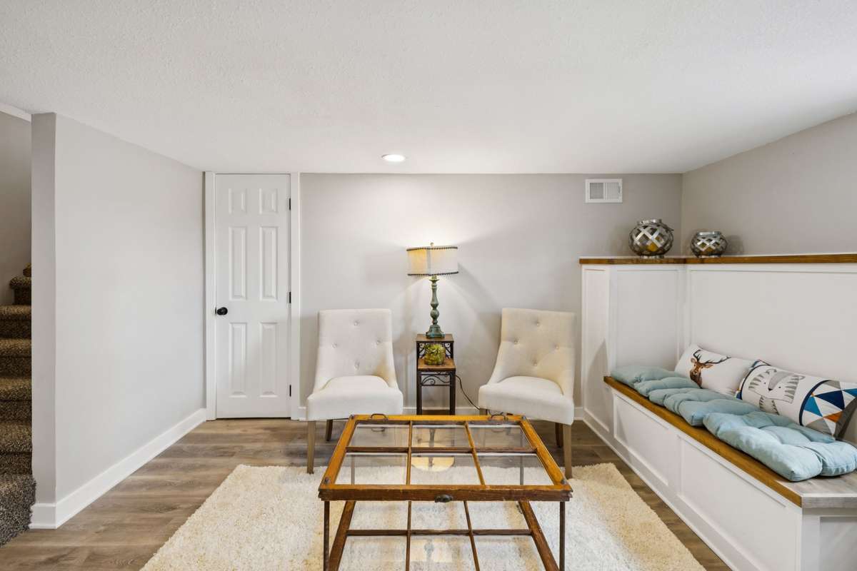 This Flex room is set up as a Living room but includes a door and closet so could be used an additional Bedroom