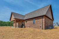 Covered back porch with ceiling fan