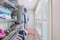 Nice size closet with plantation shutters