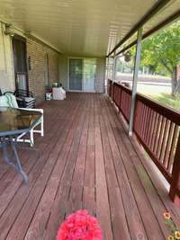 Covered deck for great view of town and river