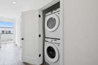 Laundry is located on the third floor.   Samsung Washer and Dryer stay.