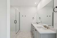 Primary Bathroom with double sinks.