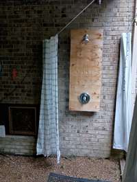 Outdoor shower near pool