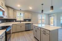 Close Up view.  All cabinets are Soft Close & Have Trash Container Cabinet....