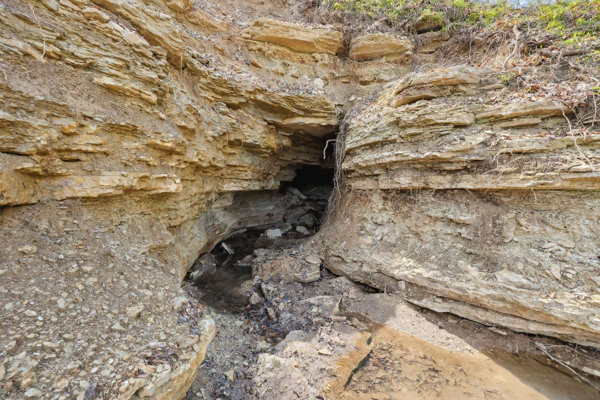 One of the many caves to explore on the property