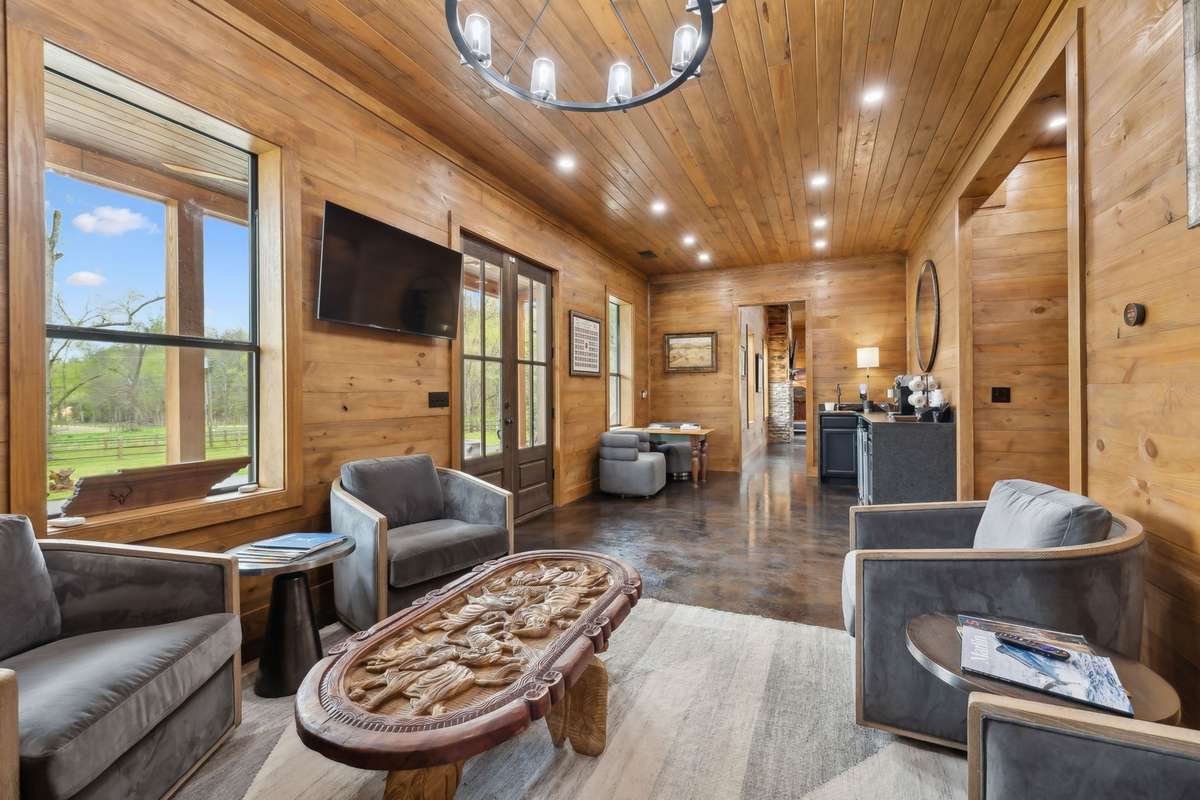 Entryway sitting area and coffee bar of main lodge
