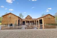 Rear view of main lodge will all doors up