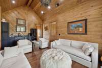 Main lodge upstairs sitting area showing the kitchen