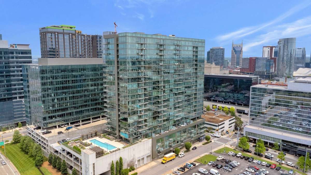 A spectacular view of the building in the middle of the ever changing Nashville skyline!