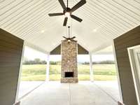 Impressive wood burning fireplace