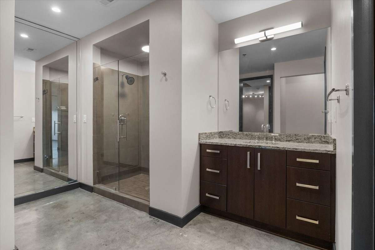 Bathroom with ample space and storage.