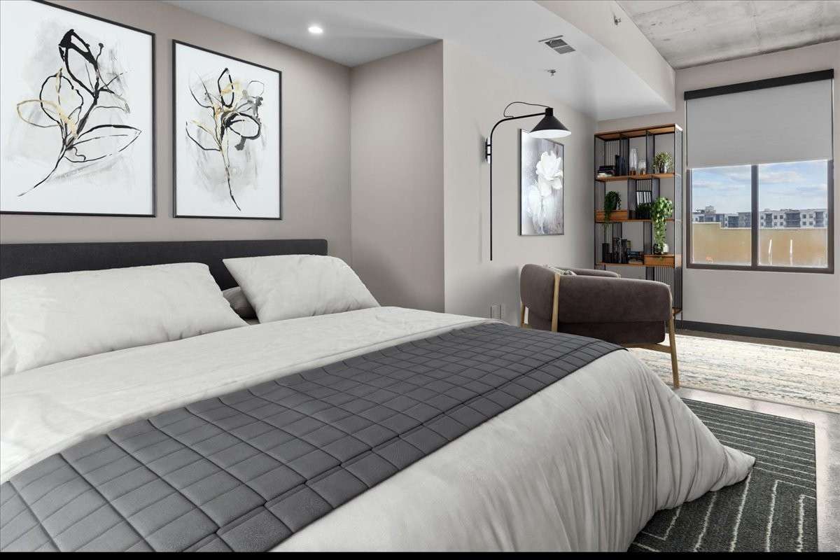 The primary bedroom has space for an office/sitting area.