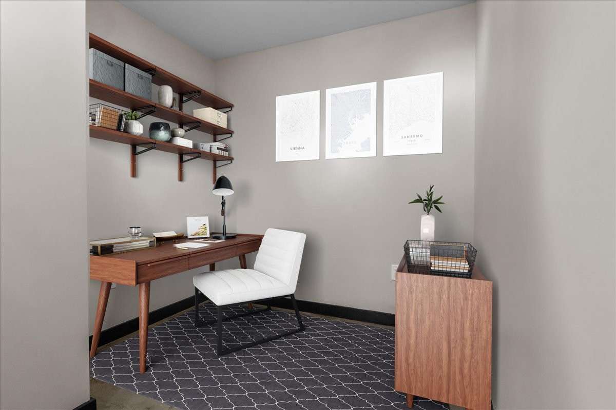 Virtual staged office area. This could also be a guest area!