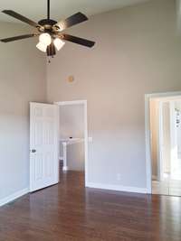 Upstairs offers 2 large comfortable bedrooms with ample walk in closets and a shared Jack and Jill bathroom with tub/shower combination.