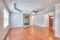 Stone fireplace in main living area
