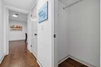 Entrance Level/Basement features to large storage closets...