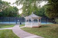 Tennis court and gazebo