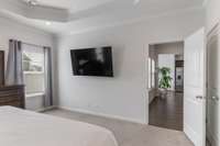 Master bedroom, looking into outside living room